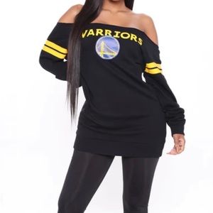 Brand New Plus Size Golden State Warriors Off Shoulder Sweatshirt